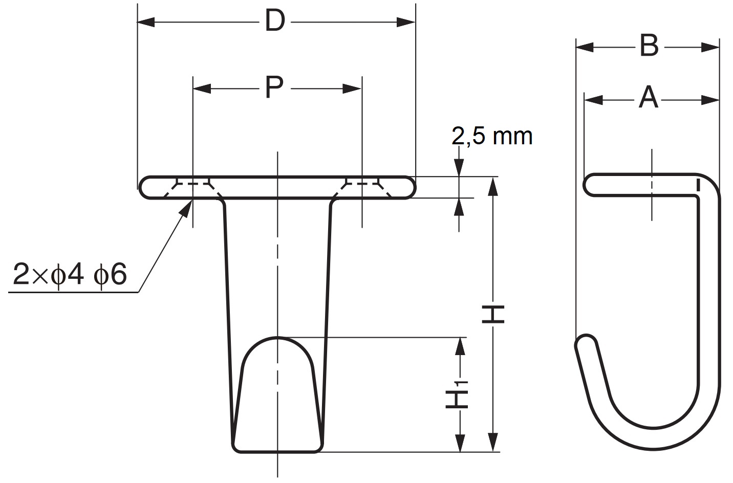 Højkvalitetskrog lavet af rustfrit stål med sort belægning til montering under bord. Kroge i rustfrit stål HJ-20SBL, HJ-30SBL og HJ-50SBL fra Sugatsune / LAMP® (Japan) - Billede 3