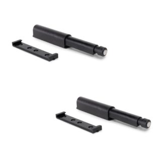 2 stk. elegant snaplås, overflade: sort, 62 mm (2-7/16"), version: magnetisk, 2033917. Stabil push-to-open lukning til møbellåger, skabslåger, klapper og meget mere, af EMUCA
