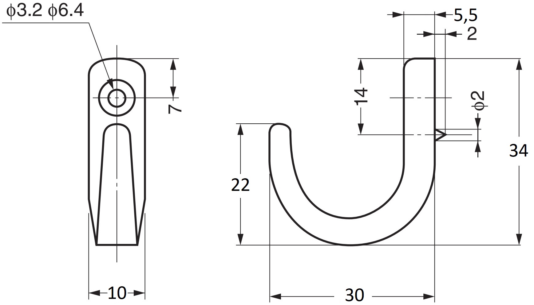 Krog i rustfrit stål af høj kvalitet, fremstillet af massivt rustfrit stål, belastningskapacitet: 16 kg, 34 mm (1,4"), TA3L. Vægkroge i rustfrit stål til knagerække, badeværelse, udendørs, swimmingpool og meget mere, af Sugatsune / LAMP® (Japan) - Billede 2