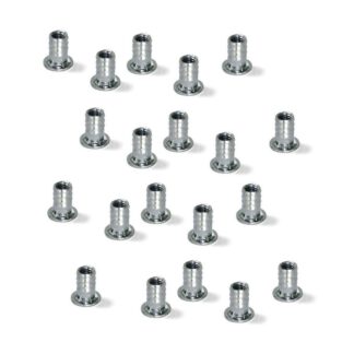 20 stk. højkvalitets press-fit møtrik med indvendigt gevind M6, lavet af stål, overflade: galvaniseret, 13,6 mm (17/32"), 8066705. Praktisk drivmuffe med krave til møbelforbindelser og meget mere, fra EMUCA