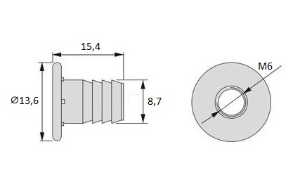 20 stk. højkvalitets press-fit møtrik med indvendigt gevind M6, lavet af stål, overflade: galvaniseret, 13,6 mm (17/32"), 8066705. Praktisk drivmuffe med krave til møbelforbindelser og meget mere, fra EMUCA - Billede 2