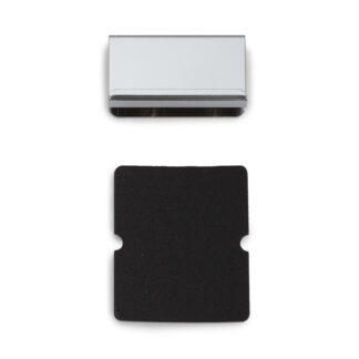 Bordplade til glastykkelse 6 mm (15/64"), med håndtagsfunktion, overflade: forkromet, 40 mm (1-37/64"), K-150CR og K-130-P6. Modstykke til glasskabsdør, magnetisk fluesnapper og meget mere, af Sugatsune / LAMP® (Japan)