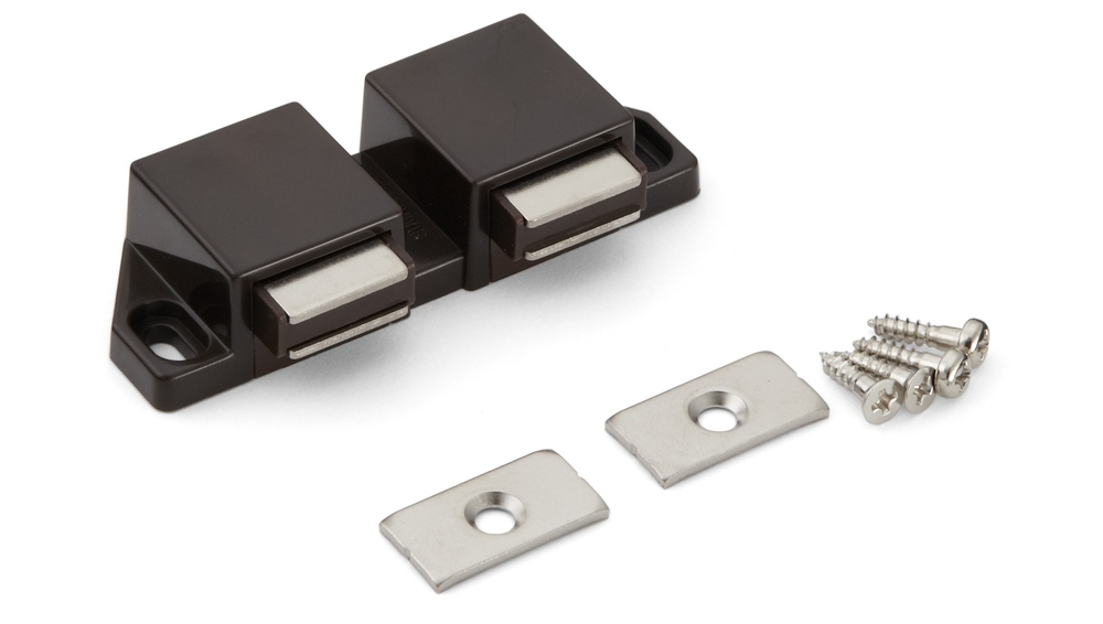 Kompakt magnetisk snapklap, inkl. bordplade, overflade: brun, 25 mm (63/64"), udførelse: med 2 stempler, ML-30WBR. Dobbelt døråbner til møbellåger, skabslåger og meget mere, af Sugatsune / LAMP® (Japan) - Billede 4