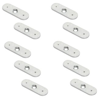 10 stk. lang oval modplade med centralt forsænket hul og to holdespidser, overflade: galvaniseret, 35 mm (1-3/8"), 2030905. modstykke til magnetiske låse og meget mere, af EMUCA