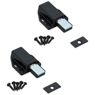 2 stk. magnetiske snaplåse af høj kvalitet, inkl. bordplade, overflade: sort, 38 mm (1-1/2"), ML-80BL. Push-to-open døråbner til møbellåger, skabslåger og meget mere, af Sugatsune / LAMP® (Japan)