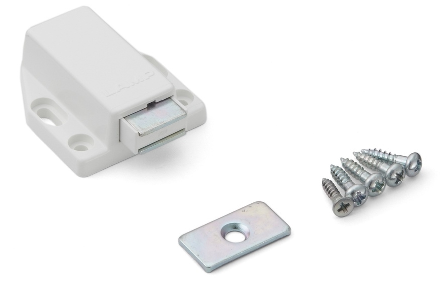 2 stk. magnetiske snaplåse af høj kvalitet, inkl. bordplade, overflade: hvid, 38 mm (1-1/2"), ML-80W. Push-to-open døråbner til møbellåger, skabslåger og meget mere, af Sugatsune / LAMP® (Japan) - Billede 5