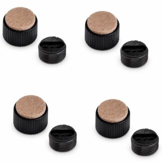 4 solide møbler justerer, bæreevne: 600 kg (1323 lbs), overflade: sort, ⌀25 mm (63/64"), version: med filtpude, B573-25-BK. Justerbar base til møbler, bord, skab, bordben og meget mere, fra Kojima (Japan)