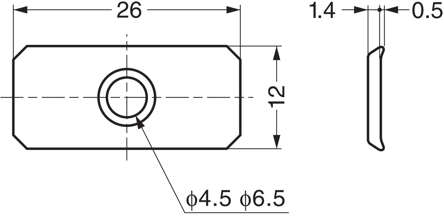 8 stykker rektangulær magnetisk modplade med sænket hul, overflade: zinkchromat, 26 mm (1-1/32"), SP0207. Magnetisk modstykke til magnetiske låse, magnetlås, skabsdør og meget mere, af Sugatsune / LAMP® (Japan) - Billede 3