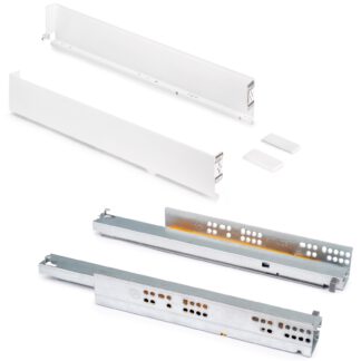 Skuffesæt, med ekstra tynde rammer, højde: 88 mm (3-15/32"), overflade: hvid, 440 mm (17-21/64"), version: fuld udtræk med blød lukning, 3275312 skuffesæt til køkkenmøbler og meget mere, fra EMUCA