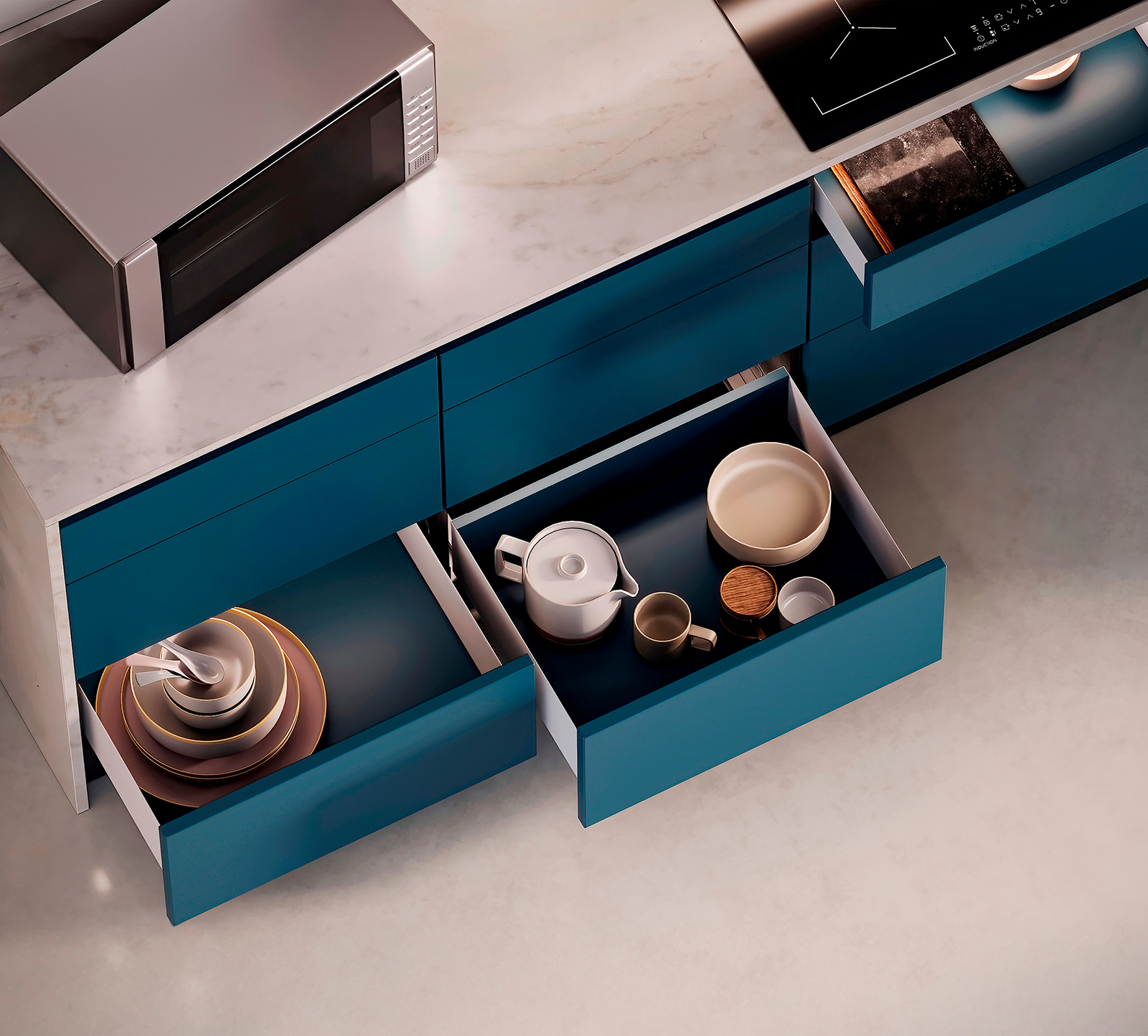 Skuffesæt, med ekstra tynde rammer, stelhøjde 88 mm (3-15/32"), overflade: hvid, 300 mm (11-13/16"), version: delvis udtræk med soft-close, 3275012. praktisk skuffesæt til køkkenmøbler og meget mere, fra EMUCA - Billede 10