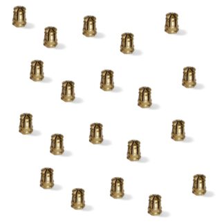 20 stk. ekspansionsbøsning af høj kvalitet med indvendigt gevind M6 til træ, lavet af messing, 12 mm (15/32"), 8008202. Praktisk løftetrådindsats til trædele, møbelsamlinger og meget mere, fra EMUCA