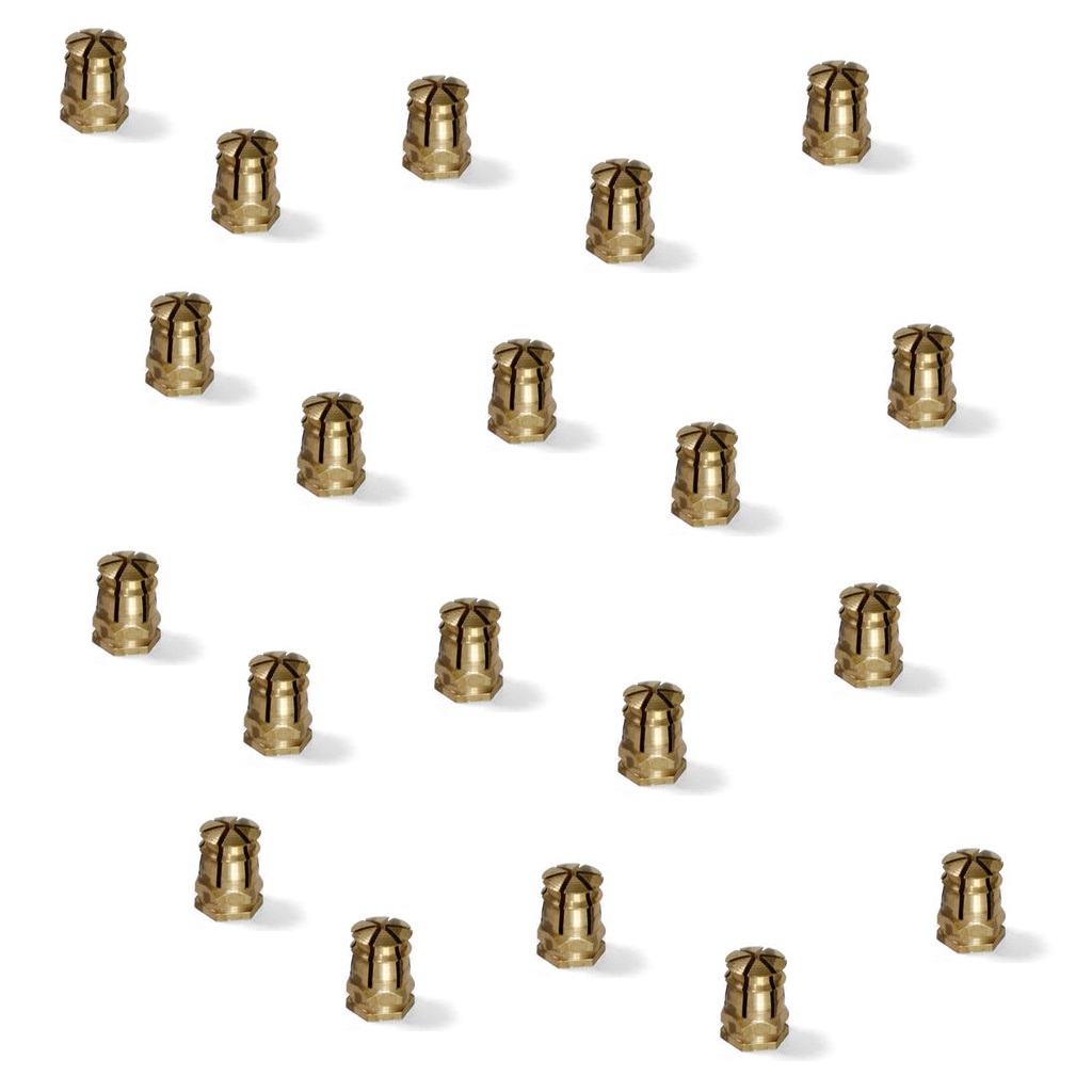 20 stk. ekspansionsbøsning af høj kvalitet med indvendigt gevind M6 til træ, lavet af messing, 12 mm (15/32"), 8008202. Praktisk løftetrådindsats til trædele, møbelsamlinger og meget mere, fra EMUCA