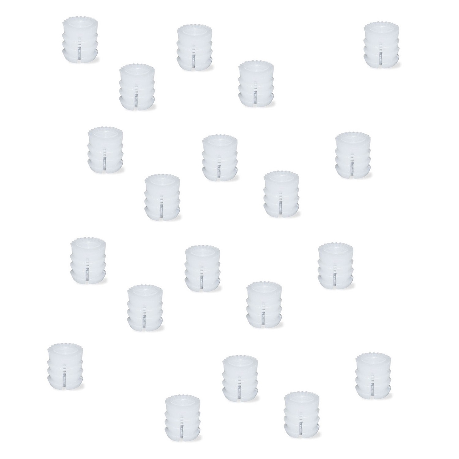 20 stk. ekspansionsbøsning af høj kvalitet med indvendigt gevind M6, lavet af nylon (PA), 13 mm (33/64"), 9007820. Praktisk ekspansionsgevindindsats til trædele, møbelforbindelser, elektronikhuse og meget mere, fra EMUCA