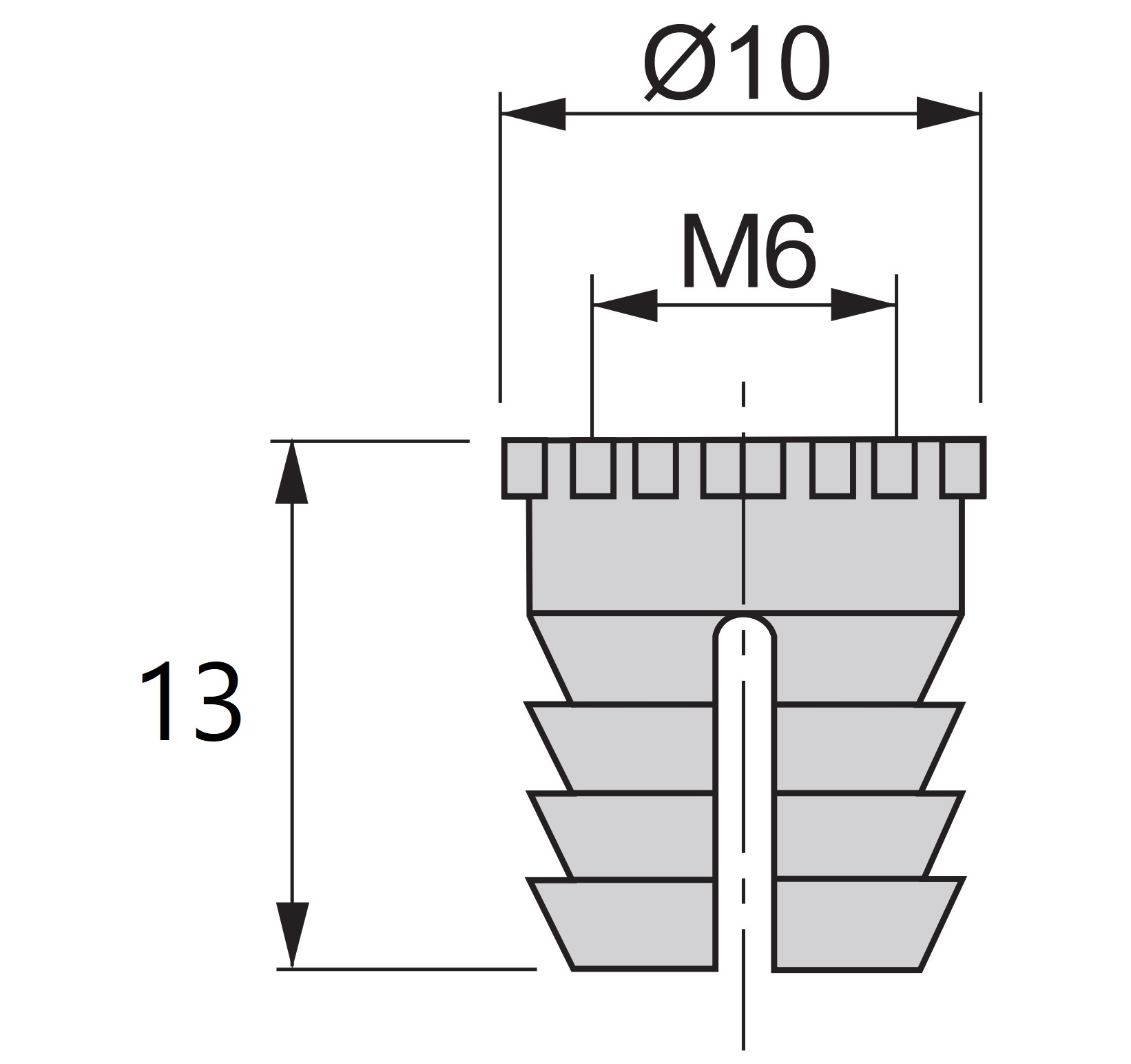 20 stk. ekspansionsbøsning af høj kvalitet med indvendigt gevind M6, lavet af nylon (PA), 13 mm (33/64"), 9007820. Praktisk ekspansionsgevindindsats til trædele, møbelforbindelser, elektronikhuse og meget mere, fra EMUCA - Billede 2