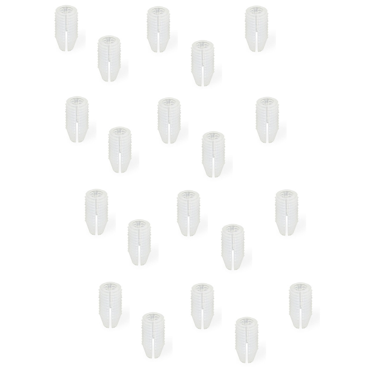 20 stykker robust drevmuffe velegnet til skruer ⌀3 mm, lavet af nylon (PA), 11 mm (7/16"), 9003620. Praktisk ekspansionsmuffe til møbeltilslutning, karroskvægmontering, hyldemontering og meget mere, af EMUCA