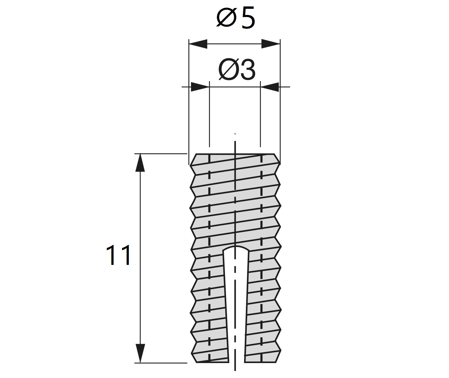 20 stykker robust drevmuffe velegnet til skruer ⌀3 mm, lavet af nylon (PA), 11 mm (7/16"), 9003620. Praktisk ekspansionsmuffe til møbeltilslutning, karroskvægmontering, hyldemontering og meget mere, af EMUCA - Billede 2