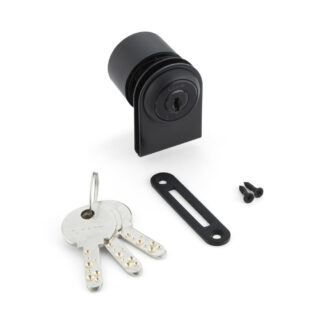 Håndtagslås, til glasdøre, Million Lock-serien, med ens-nøgler 1310GL-BL-D, af Sugatsune / LAMP (Japan)