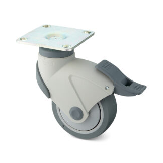 Castor med dobbelt bremsesystem, med plade EX-100PS, af Sugatsune / LAMP (Japan)