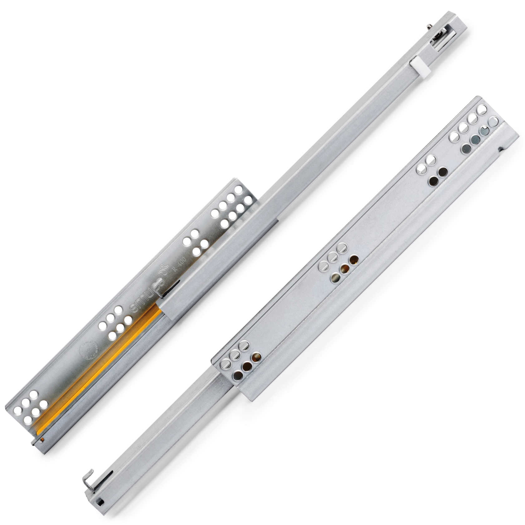 Unterflurführungen, 3019505, 500 mm (19-11/16″), von EMUCA, Tragkraft: 25 kg (56 lbs), Ausführung: Teilauszug mit Soft-Close. Produktbild