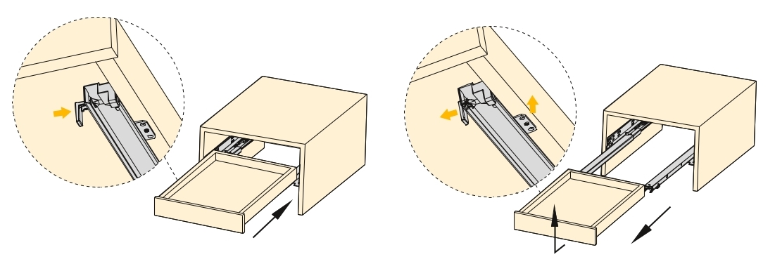 Gulvmeder, bæreevne: 30 kg (67 lbs), 350 mm (13-25/32"), version: fuld udtræk med soft-close, 3124205. Gulvudtræk af høj kvalitet til træskuffer, træskuffer, træhylder og meget mere, fra EMUCA - Billede 3